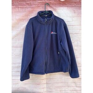 VTG Pepsi Men’s Zip Up Navy Fleece Jacket Blue Adult Size XL Mock Neck